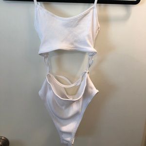 White Ribbed Bodysuit